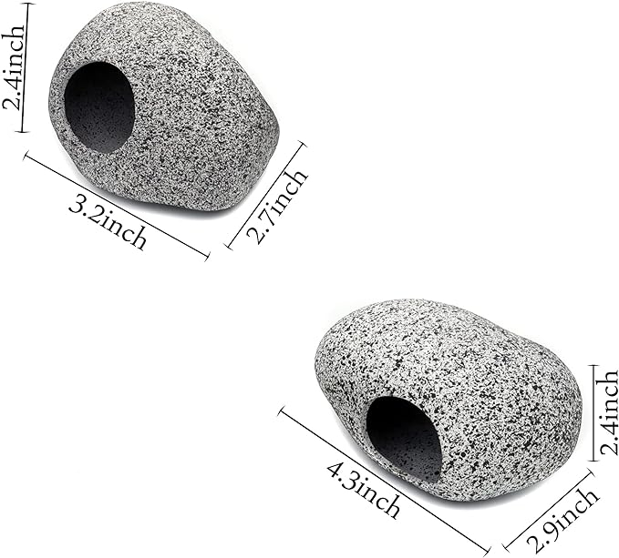 JIH Aquarium Decorations Rock, Ceramic Shelters - Shrimp Habitat, Breeding Tube, Hiding cave, Stackable Fish Tank Decor Cave for Hiding, Betta Fish (J001+J002)
