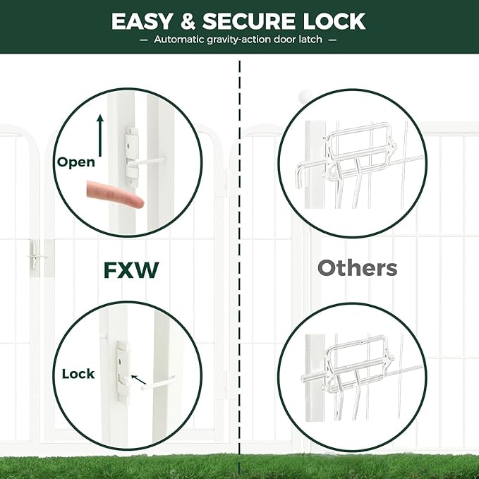 FXW Rollick Unleashed Dog Playpen for Indoor, Yard, RV Camping, 45 inch 16 Panels for Large Dogs, White│Patented