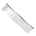 PETTOM Pet Steel Grooming Tool Poodle Finishing Butter Comb 7 1/2-inch L Silver Dog Combs with Rounded Ends Stainless Steel Teeth, Cat Comb for Removing Tangles and Knots