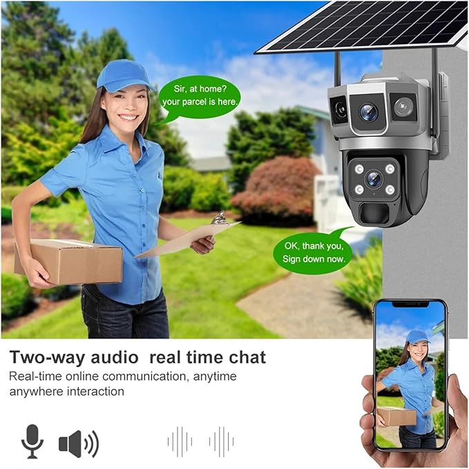 for Outdoor Camera Battery CCTV Monitor 4G SIM Card Network IP Security Pet Camera Motion Detection 3 Screen PTZ Camera(WiFi CCTV No Card)