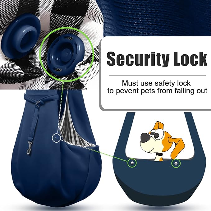Tomkas Small Dog Sling Carrier - Zipper pocket & Adjustable strap - for 3 - 10 lbs pets(Dark Blue)