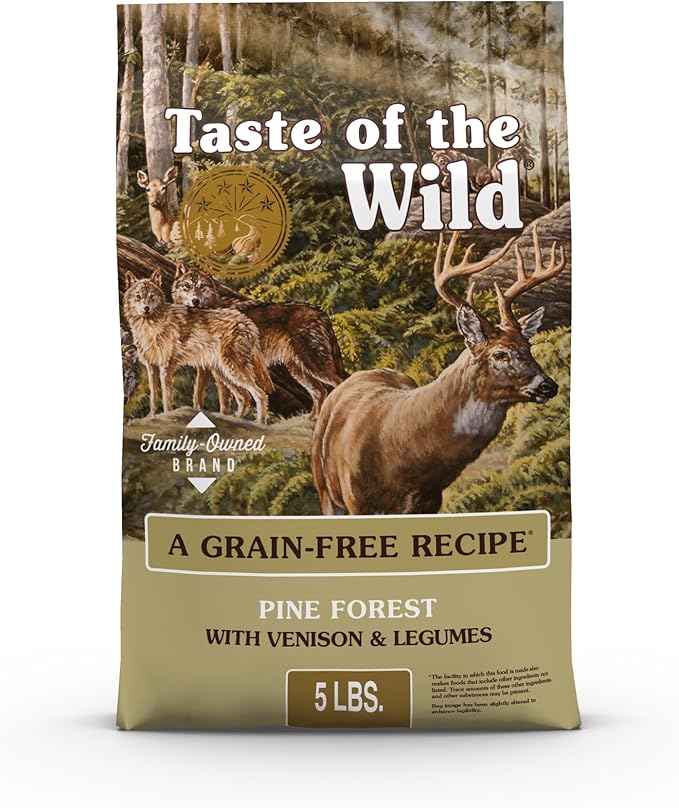 Taste of the Wild Pine Forest Grain-Free Recipe with Roasted Venison Dry Dog Food for All Life Stages, Made with Protein from Real Venison, Superfoods and Guaranteed Nutrients Like Probiotics 5lb