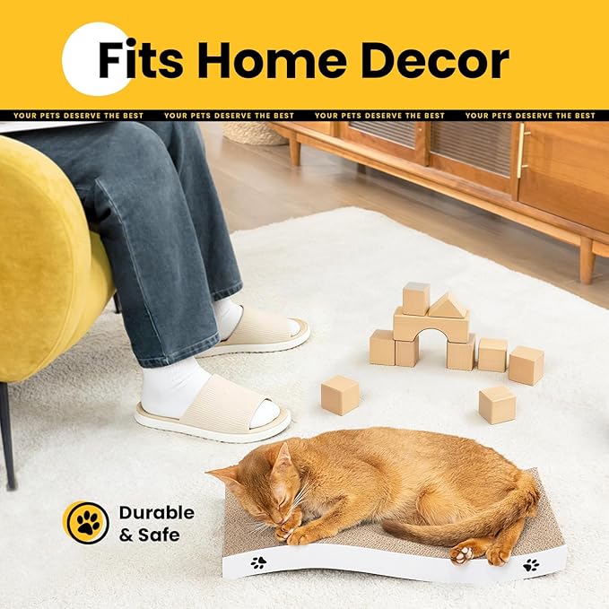 Cat Scratcher, Durable Scratch Pad, Corrugated Cardboard Scratching Board for Indoor Cats, Heavy Duty, Double-Sided Usability, Recyclable, with Catnip, Large, 1 Pack