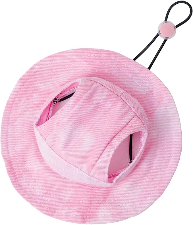 Pet hat with Ear Holes Sunscreen Baseball Cap Suitable for Small and Medium-Sized Dogs Outdoor Climbing hat in Summer Pet Products (Pink, Large)