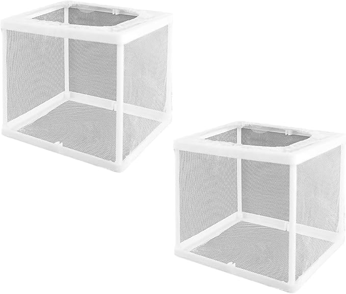 2PCS Protective Aquariums Breeding Cage Netting Nursery Tanks with Suction Cup for Fry Rearing and Secure Observation Fish Breeding Box with Suction Cup