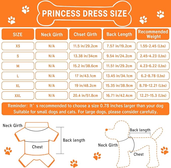 TAPBULL Dog Dresses, Fashionable Pet Dog Clothes, Cute Cat Birthday Dress Outfit (Orange/Red/Yellow/Blue/Pink 5-Pack), Small