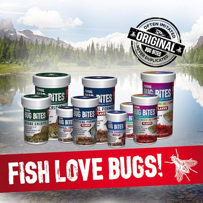 Fluval Bug Bites Goldfish Fish Food, Flakes for Small to Medium Sized Fish, 1.59 oz., A7339, Brown