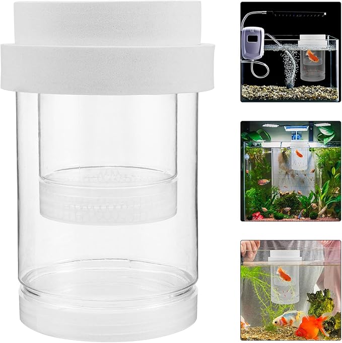 BESPORTBLE Small Floating Fish Breeding Box with Fine and Coarse Mesh Nets, Isolation Incubator Tank for Aquarium Fry and Shrimp Hatchery, White Set Suitable for Guppy and Betta Breeders