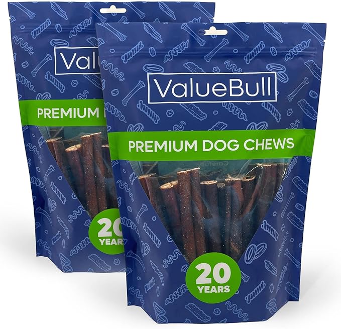 ValueBull Collagen Sticks for Dogs, 6 Inch Thick Chews, Natural Long-Lasting Dog Treats, 50 Count - Supports Joints, Skin & Coat with Chondroitin & Glucosamine