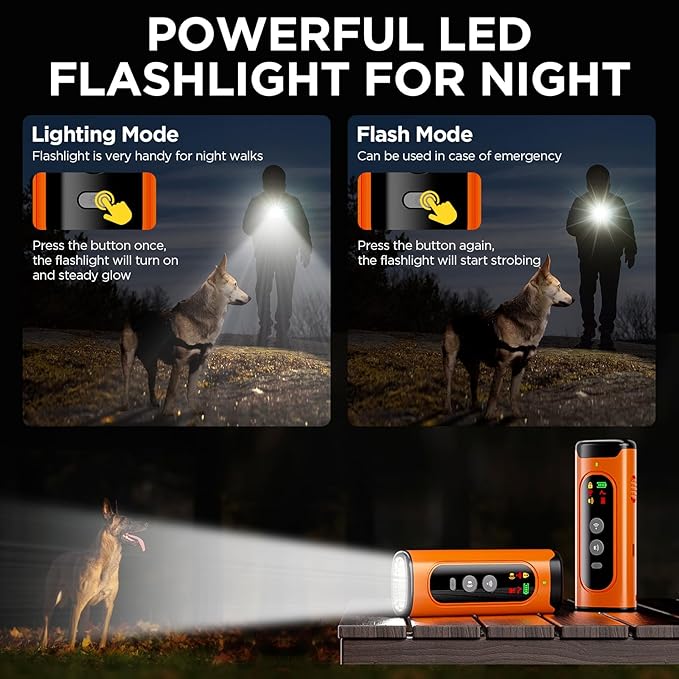 Clasy Dog Bark Deterrent Device, Anti-Bark Device for Dog Training & Behavior Aid, No Need to Yell or Pat, Simply Point at The Dog Within 35ft, Ultra-Bright LED Flashlight | Bark Collar Alternative