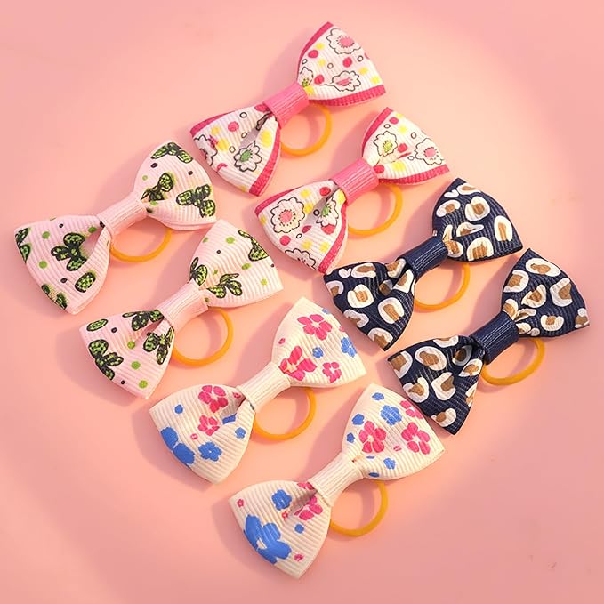 Puppy Dog Hair Bows: 2 inches with Rubber Bands Small Pet Grooming Girl Doggy Accessories 100pcs (50 Pairs)