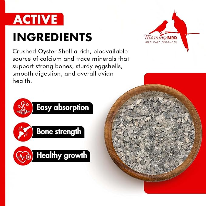 Morning Bird Oyster Shell for Birds 9 lbs - Natural Calcium Supplement – Sustainably Harvested from California Coast - Easy Add to Favorite Mix - Safe Year-Round Bird Food Additive
