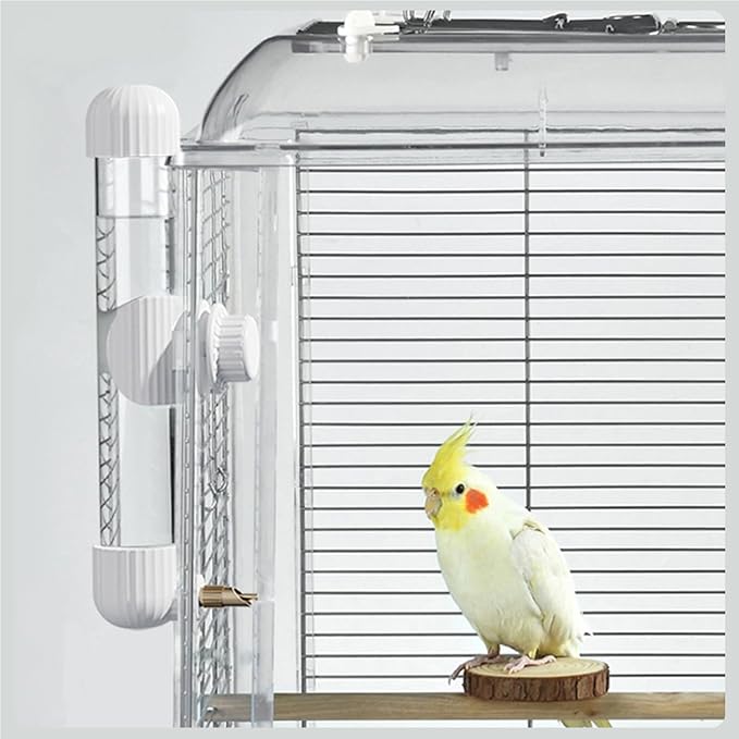 7.4 Fl Oz Bird Water Feeder No Mess Bird Cage Suspended Automatic Water Dispenser Parakeet Cockatiel Finch Lovebirds Budgies Canary (White, 7.4 fl oz (220ml))
