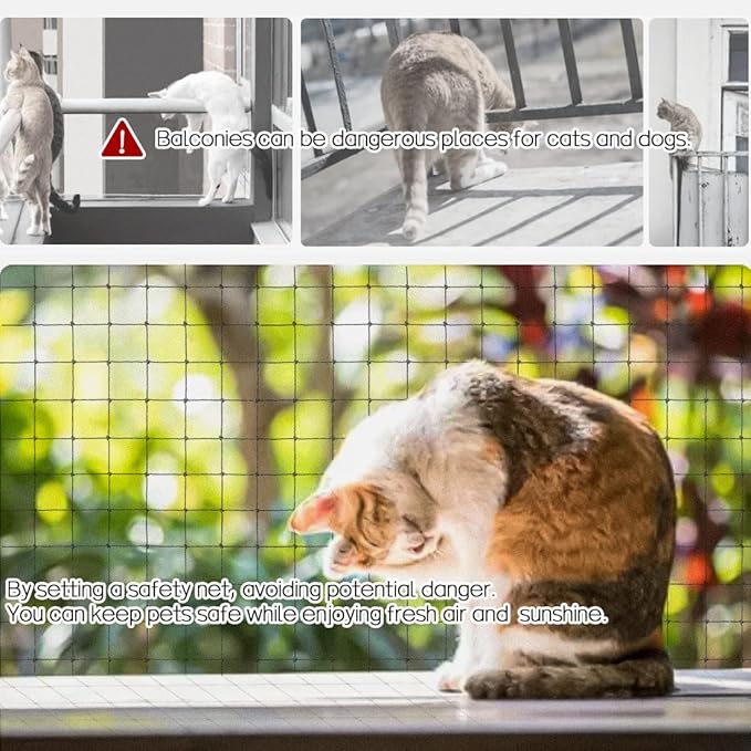 Cat Balcony Net, Steel Wire Reinforced, Anti-Fall Fence, Safety Net, Extra Strong (10 X 20 Ft)
