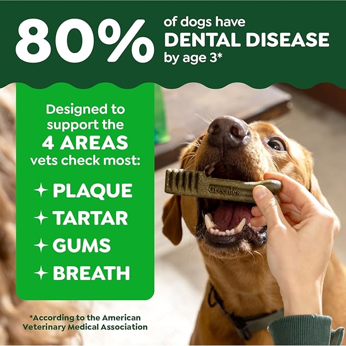 Greenies Veterinarian-Recommended Adult Natural Dental Dog Treats Teenie Size, Dog Dental Chews, Original Flavor, 3 oz. Pack, 11 Count