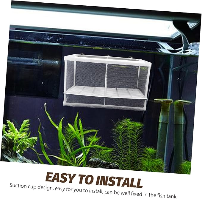 2Pcs Fish Tank Breeding Box with Suction Cup Aquarium Isolation Net and Partition Large Capacity Fish Hatchery Incubator for Separating Fish and Improving Survival Rate