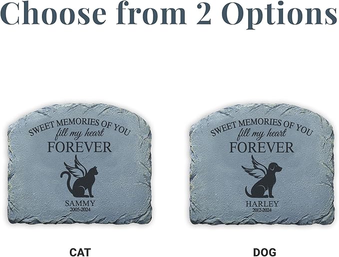 Let's Make Memories Personalized Forever Friend Pet Memorial Stone - Cat - Sympathy Garden Marker