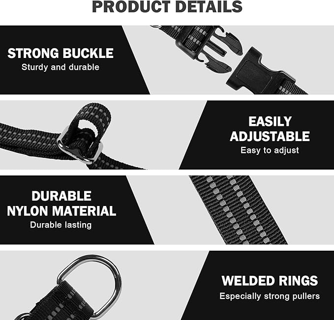 Hikiko Martingale Collar for Dogs Reflective Nylon Puppy Dog Collar with Quick Release Buckle Adjustable Training No Slip Dog Collar (X-Small, Black)