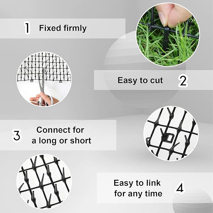 Zopeal 6.5ft Cat Repellent Mat with 8 Ground Stakes 8 Zip Ties, Spikes Deterrent Mat Keep Dog Off Couch for Indoor Outdoor Keep Pet Off Yard Garden, 79 x 12 Inch/1 Roll