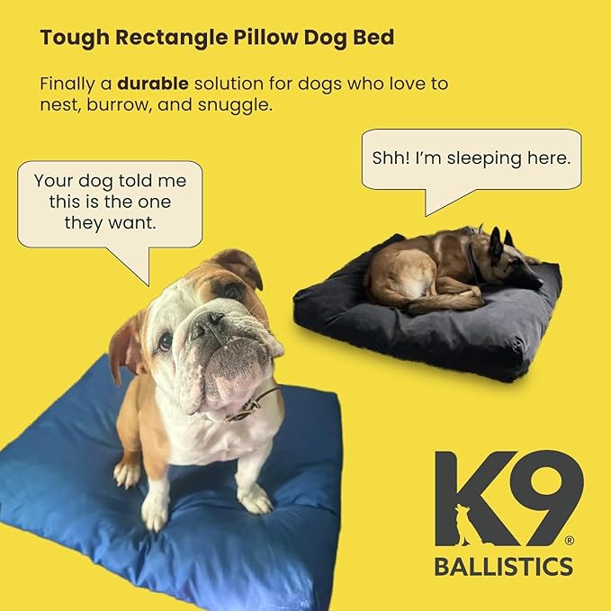 K9 Ballistics Tough Rectangle Pillow Dog Bed - Removable Cover, Washable, Durable & Water Resistant Dog Bed - Large, Sage Green