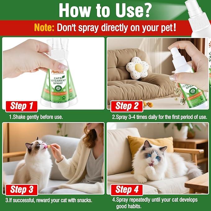Cat Scratch Deterrent Spray,Natural Cat Repellent Spray for Furniture Indoor & Outdoor, No Scratch Training Aid,Prevent Scratching, Digging & Chewing