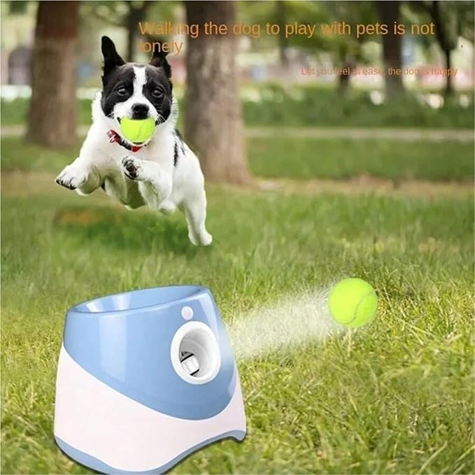 Dog Launcher Automatic Toy Tennis Throwing Pinball Machine Fun Interactive Throw Rechargable Catapult USB Charging(Blue)