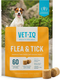 VetIQ Flea & Tick Support for Dogs, Flea and Tick Chewable, Supports Dog's Natural Flea Defenses, Free of Added Chemicals and Garlic, Hickory Smoke Flavor, 60 Count
