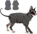 Fleece Sphynx Cat Clothes Soft Hairless Cat Clothes Pullover Cat Sweater for Chihuahua All Season Light and Warm Kitten Cloth for Cats Only Puppy Clothes Small Dog Sweater (B-Striped, XL)