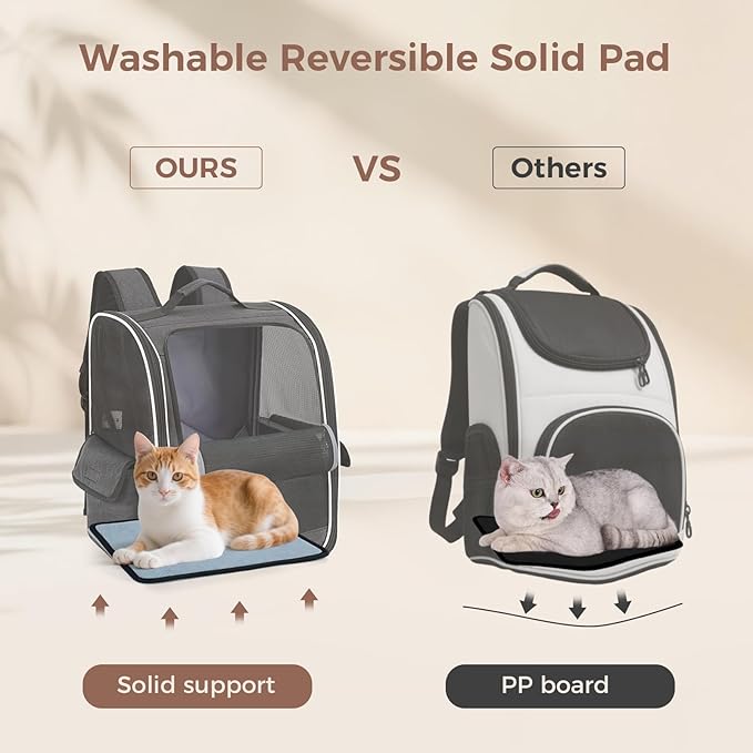 Lekereise Ventilated Dog Backpack Carriers, Cat Carrier Backpacks with Breathable Mesh for Small Cats Dogs Puppies Up to 17 Lbs, Pet Foldable Backpack Great for Travel Hiking Camping Outdoor Black