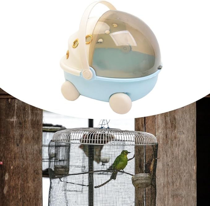 Heated Bird Carrier Bag Winter Warm Bird Nest Sturdy Small Animal Carry Cage for Finch Parrots Hiking Traveling, Blue