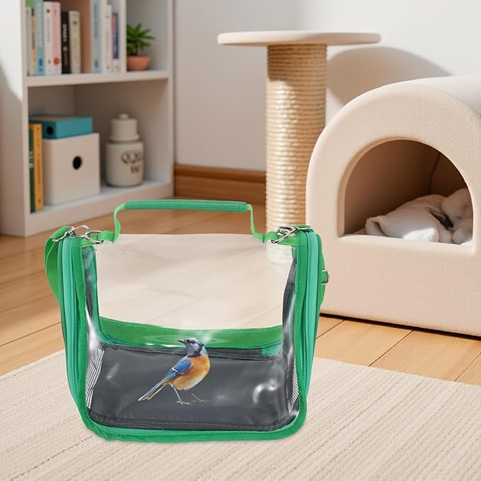 DOITOOL Small Bird Travel Cage Carrier Portable Bird Travel Carrier Bag Lightweight Green for Outdoor and Vacation Use