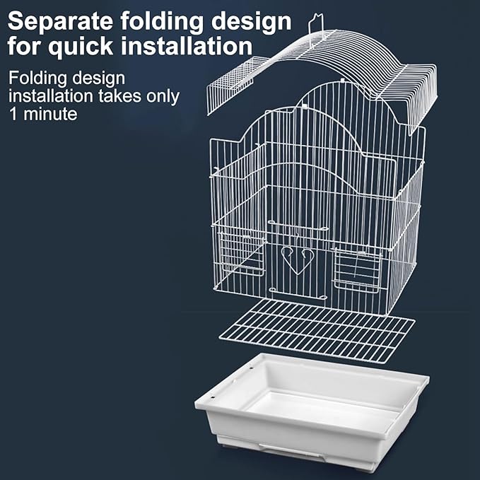 Wrought Iron Bird Cage, Flight Cage for Parakeets Medium Small Parrots Parakeet Cage for Cockatiels Lovebird Finches Canaries(White,35 * 28 * 47cm/14 * 11 * 19in)