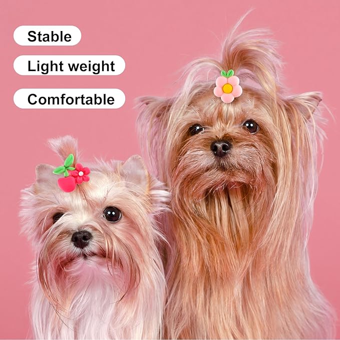 30 Pcs Cute Dog Bows with Rubber Bands, Small Size Dog Hair Accessories, Mix Style Handmade Ties for Yorkie, Maltese, Shih Tzu, Daily, Holiday (Pink)