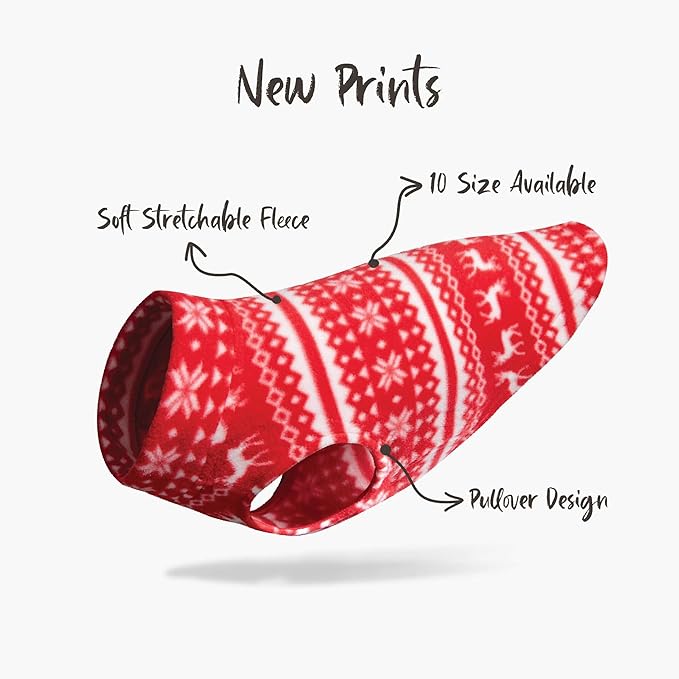 Gooby - Stretch Fleece Vest, Pullover Fleece Vest Jacket Sweater for Dogs, Reindeer Red, Medium