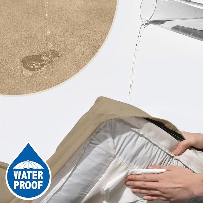 Comfort Expression Orthopedic Dog Bed for Large Dogs 35x22 Inch, Waterproof Supportive Egg Crate Foam Large Pet Bed with Removable Bolster, Dog Couch with Washable Cover & Non-Slip Bottom, Light Brown