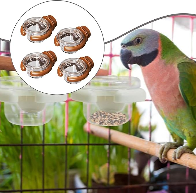 4 Pieces Bird Water Dispenser Garden Decor for Outside Gifts Food Dish Accessories, Brown