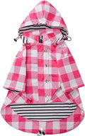 Dog rain Coat Waterproof Raincoat Puppy Jacket with Legs Buttons Zipper Hood Drawstring Fit for Yorkie Terrier Schnauzer Poodle Border Collie Labrador Golden Retriever 8lbs to 80lbs Pink L