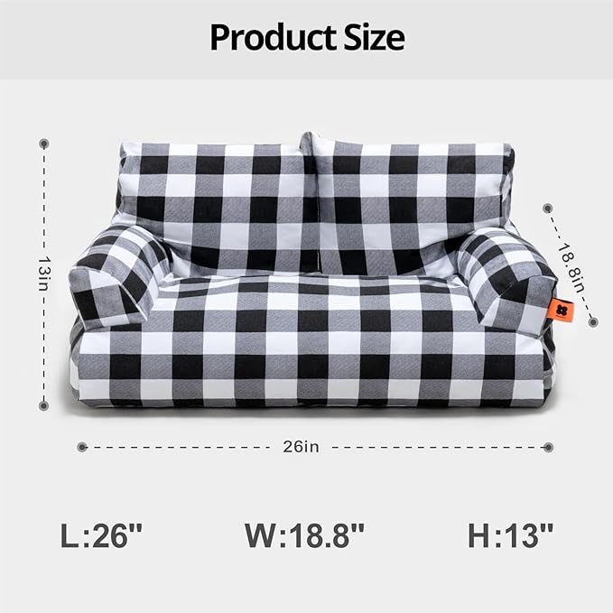 MEWOOFUN Pet Sofa Bed for Medium Pets, Cat Couch With 261913 Inch Removable Washable Cover, Nonskid Bottom Puppy Couch up to 25 lbs (Black & White)