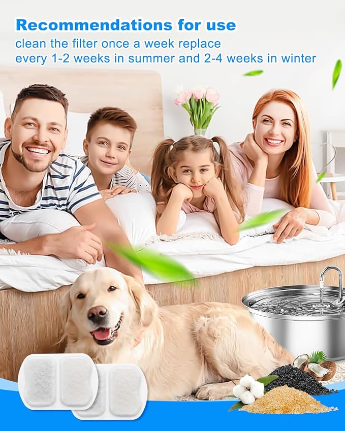 Dog Water Filter Replacement, 10 Set Dog Water Bowl Filters, Pet Water Filter Compatible with oneisall 7L/230oz/1.8G Stainless Steel Dog Water Fountain
