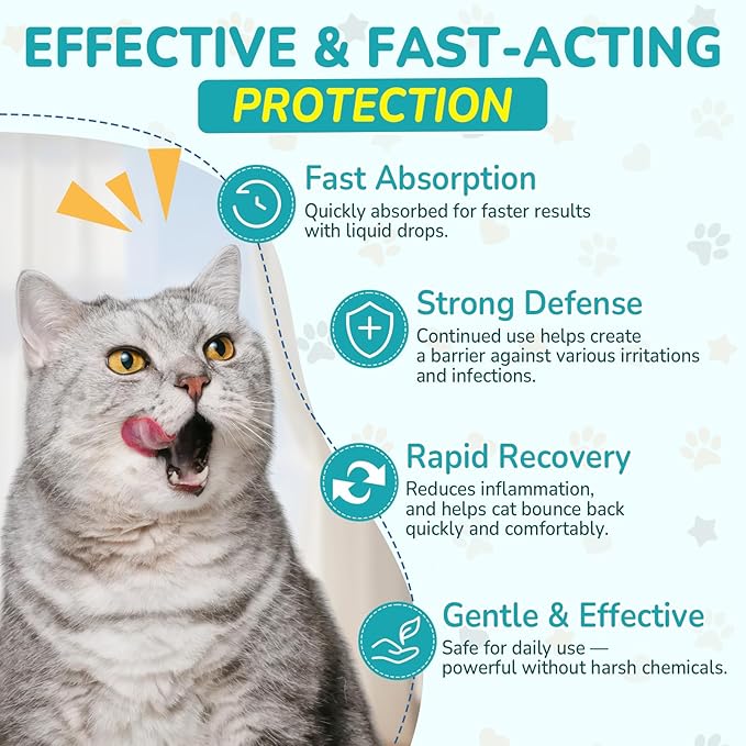 Antibiotics for Cats, Natural Antibiotic for Allergy Relief, Urinary Tract Health, Itch Relief & Digestion Care, Cat Allergy Relief for Cats, Cat Immune Support Supplement, 4 Fl Oz