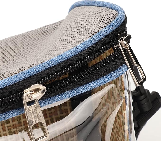 Transparent Bird Carrier Bag, Portable Parrot Travel Cage for Cockatiels and Parakeets, Lightweight Breathable Backpack with Side Pockets and Top Vent Design for Small Birds (Blue)