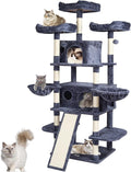 VEVOR Cat Tree for Indoor Cats, 68.5" Cat Tower with 2 Cat Condos, Sisal Scratching Post, Hammocks, Top Perches, Jumping Platforms and Ramp, Cat Furniture Activity Center with Hang Balls, Dark Grey