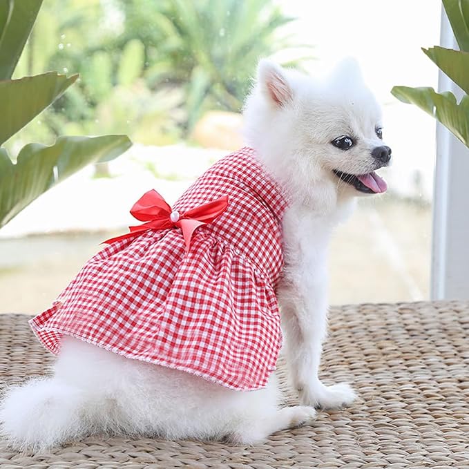 TAPBULL Dog Dresses, Fashionable Pet Dog Clothes, Cute Cat Birthday Dress Outfit (Blue/Red/Pink/Pink-Blue/Yellow-Blue 5-Pack), Small