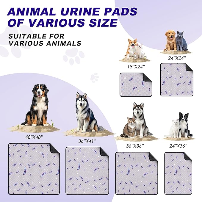 Washable Pee Pads for Dogs, 2 Pack Reusable Puppy Pads, Super Absorbent & Leakproof Dog Pads, Anti-Slip Dog Pee Pads for Puppy Training & Incontinence, Leaf Pattern, 36"x54"