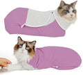 Self-Adhesive Cat Grooming Wrap, Cozy Cat Wrap for Cutting Nails, Breathable Anti-Scratch Cats Swaddle Bag for Brushing, Ear Cleaning, Dental Care, Medication, Injections,Pinkish Purple L