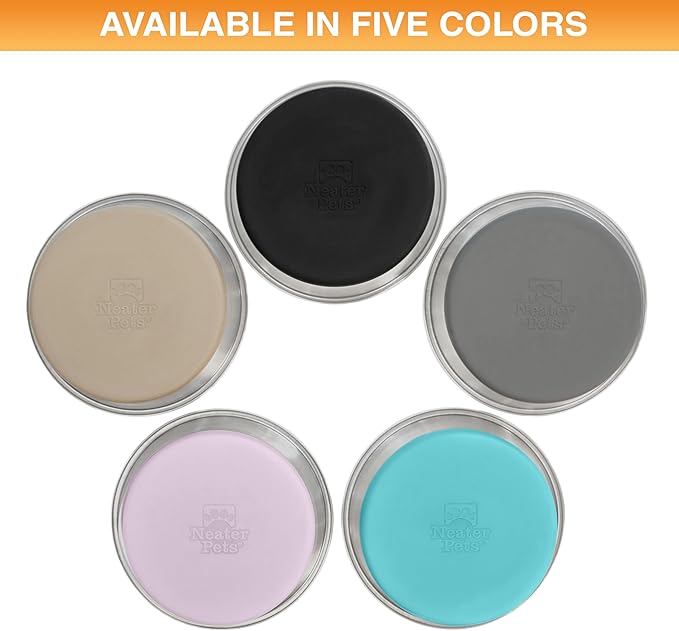 Neater Pet Brands Stainless Steel Dog Bowls with Non-Slip Rubber Bottom – 3 Cup (24 oz), Gray - Set of 2 Heavy Duty Metal Dog Bowls, Dishwasher Safe, Food or Water Bowl, Ideal for Small to Medium Dogs
