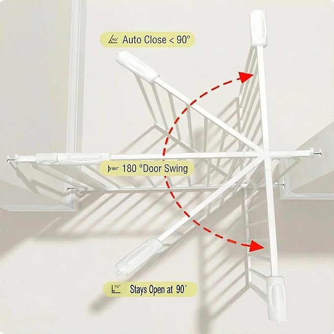 Extra Wide Baby Gate 85.8-104.5 Inch, Pressure Mounted No Drilling, for Stairs & Doorways, Metal White Indoor Safety Gate for Kids and Dogs