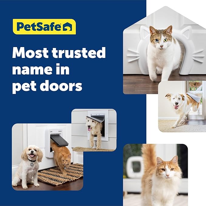 PetSafe Plastic Pet Door - Easy Install for Wood,PVC Metal & Paneled Doors - Rust-Free Plastic Frame - Flap Dimensions 5 1/4" W x 8 1/8" H - for Small Pets Weighing Up to 15 Lb,(Pack of 4)
