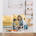 Extra Wide Baby Gate with Door Pressure Mounted 57.5-62.2 Inch,Child Dog Baby Safety Gates for Doorways,Walk Through Dog Gate Indoor for The House Kitchen Stairs No Drilling,White