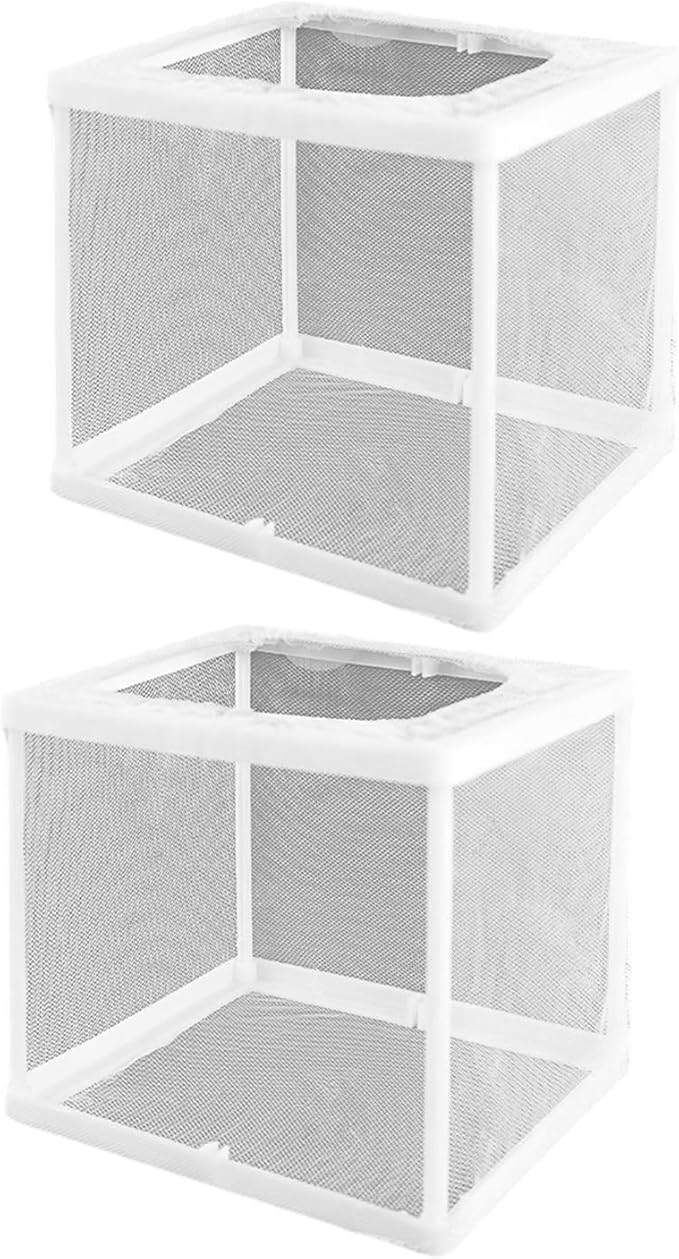 2PCS Protective Aquariums Breeding Cage Netting Nursery Tanks with Suction Cup for Fry Rearing and Secure Observation Fish Breeding Box with Suction Cup
